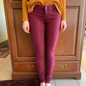 Hollister maroon skinny jeans